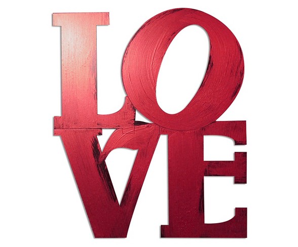 Letter2Word Hand Painted LOVE 3D Wall Sculpture - Red