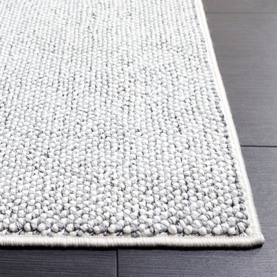 Grey and Ivory 8' x 10' Hand-Knotted Synthetic Area Rug