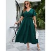 Garvee Women Plus Size V Neck Wrap Maxi Dress High Waist Ruffle Summer Casual Dress with Belt Short Sleeve - 2 of 4