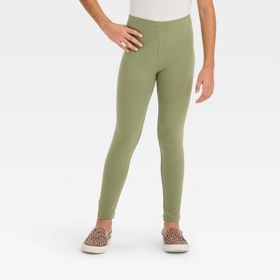 Girls' Leggings - Cat & Jack™ Olive Dark Green XS Slim