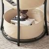 Resenkos 3-Tier Round End Table with Charging Station, Fabric Storage Bag, Adjustable Foot Pads, Assembly Required, Natural Wood Brown - 2 of 4