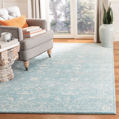 Evoke EVK270 Power Loomed Area Rug Light Blue / Ivory 4' X 6' - Safavieh.