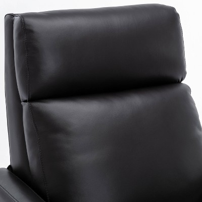 Reed Black Leather and Wood Push Back Recliner
