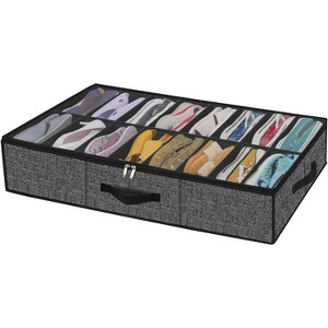 Sturdy Under Bed Shoe Storage Organizer, Underbed Shoes Closet Storage Solution with Clear Window, Breathable - 1 of 4