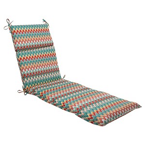 Outdoor Chaise Lounge Cushion - Red/Turquoise Chevron
