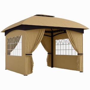 Outsunny 11' x 11' Outdoor Patio Gazebo with Curtains, Church Windows, Galvanized Steel Frame for Lawn, Backyard and Deck - 1 of 4
