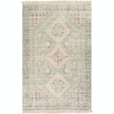 Mark & Day Sandown 6'x9' Rectangle Woven Indoor Area Rugs Sage: Traditional Medallion, Stain-Resistant, Pet Friendly