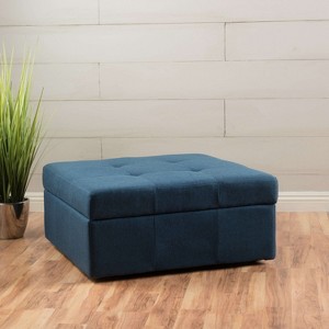 CAVINAS Rectangular Velvet Fabric Storage Ottoman Bench with 1 Pillow,Upholstered Storage Ottoman,Storage Benches for Living Room,Bedroom - 1 of 4