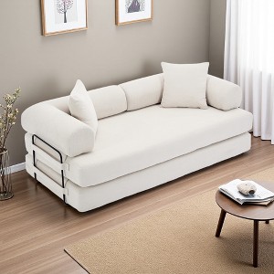 78.5" Corduroy Folding Convertible 3-Seater Sofa with Sleeper & DIY Modular Design - 1 of 4