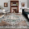 4'x6' Washable Floral Living Room Rugs, Distressed Chenille Non Slip Bedroom Carpet, Retro Accent Large Throw Rugs for Dining Room Kitchen, Rust - 4 of 4
