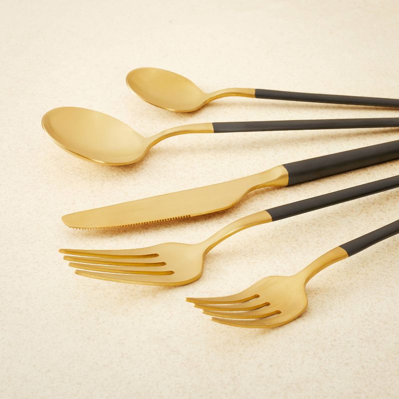 5pc Stainless Steel Silverware Set Black/Gold - Opalhouse&#8482; designed with Jungalow&#8482;, 4 of 7