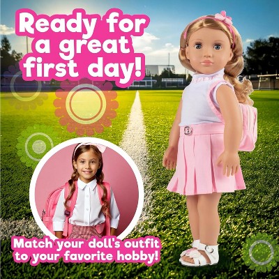 Dress Along Dolly Casual School Doll Outfit for American 18" Girl Dolls (5 Piece Set) - Costume Clothes Include Shirt, Skirt, Shoes, Backpack, & Hairband — фото 5