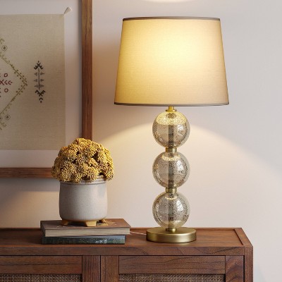 Large Stacked Glass Ball Table Lamp, Mercury Glass Stacked Ball Table Lamp