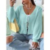 BLUEMING Women Tie Front Oversized Cardigan Bell Sleeve Knit Cropped Cardigan Crochet Bolero Shrug Sweater - 3 of 4