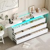 Dyonery modern 6-drawer dressing table - storage cabinet with LED lights, top sliding storage, bedroom, living room - 3 of 4