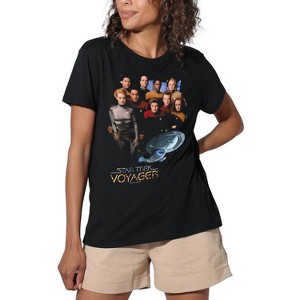 Women's Star Trek Voyager Crew Loose T-Shirt Black - 1 of 4