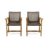 Set of 2 Dining Chairs Hampton Wood and Wicker for outdoor dining room-Christopher Knight Home - 2 of 4