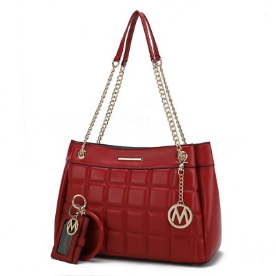 MKF Collection Mabel Quilted Women’s shoulder Bag & Bracelet Keychain with a Credit Card Holder by Mia K