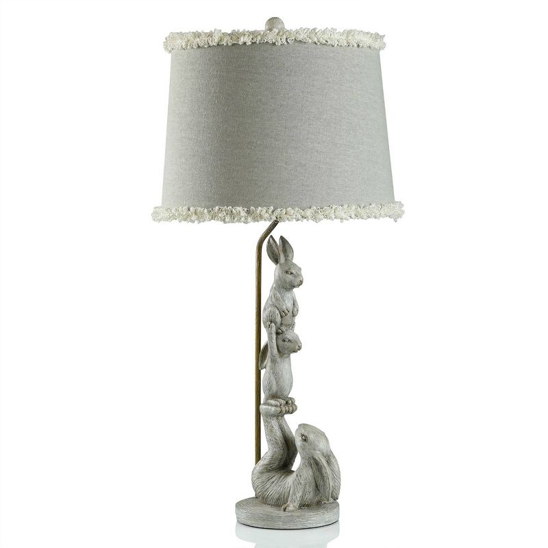 Chrysta Cream Table Lamp Charming Bunnies with Ruffle Trimmed Shade - StyleCraft, 1 of 7