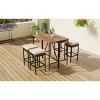 5-Piece Outdoor Acacia Wood Bar Height Table And Four Stools With Cushions - 3 of 4