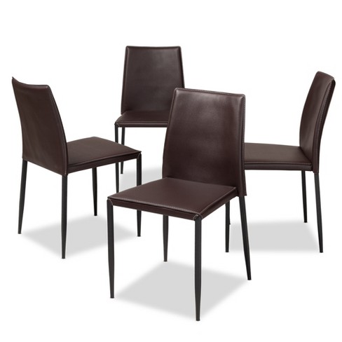 Set Of 4 Pascha Modern And Contemporary Faux Leather Upholstered