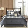Sapphtopaz 7-Piece Cabin Farmhouse Comforter Set, Buffalo Plaid Herringbone Quilts Queen Size, Bedding Sheet Set with Decorative Pillows & Bed Skirt - 2 of 4