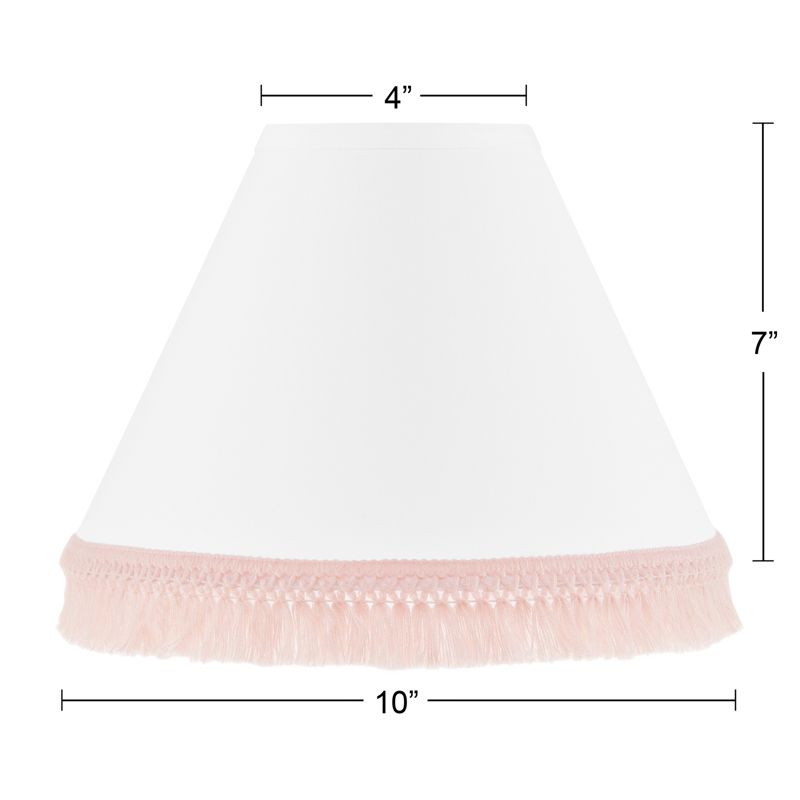Sweet Jojo Designs Girl Empire Lamp Shade 4in.x7in.x10in. Boho Fringe White and Pink, 2 of 4