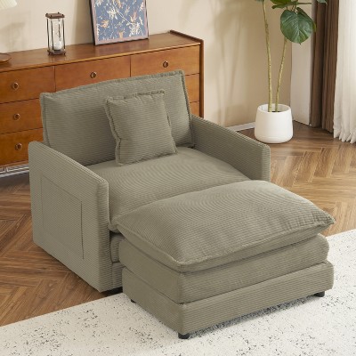 Modern L-Shaped Sectional Sofa, Comfy Corduroy Upholstered Modular Couch with Side Storage Pockets and Pillows for Living Room - ModernLuxe