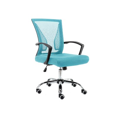 Modern Home Zuna Ergonomic Design Breathable Mesh Modern Mid Back Office  Desk Chair with Lumbar Support, Steel Base, and Rolling Wheels, Black & Aqua