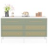 Resenkos Modern Rattan 6 Drawer Dresser for Bedroom, 55 inch Long Double Dresser Chest of Drawers, White and Green - 4 of 4