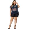 Agnes Orinda Women's Plus Size Concert Carnival Drop Shoulder Sheer Mesh Top - image 3 of 4