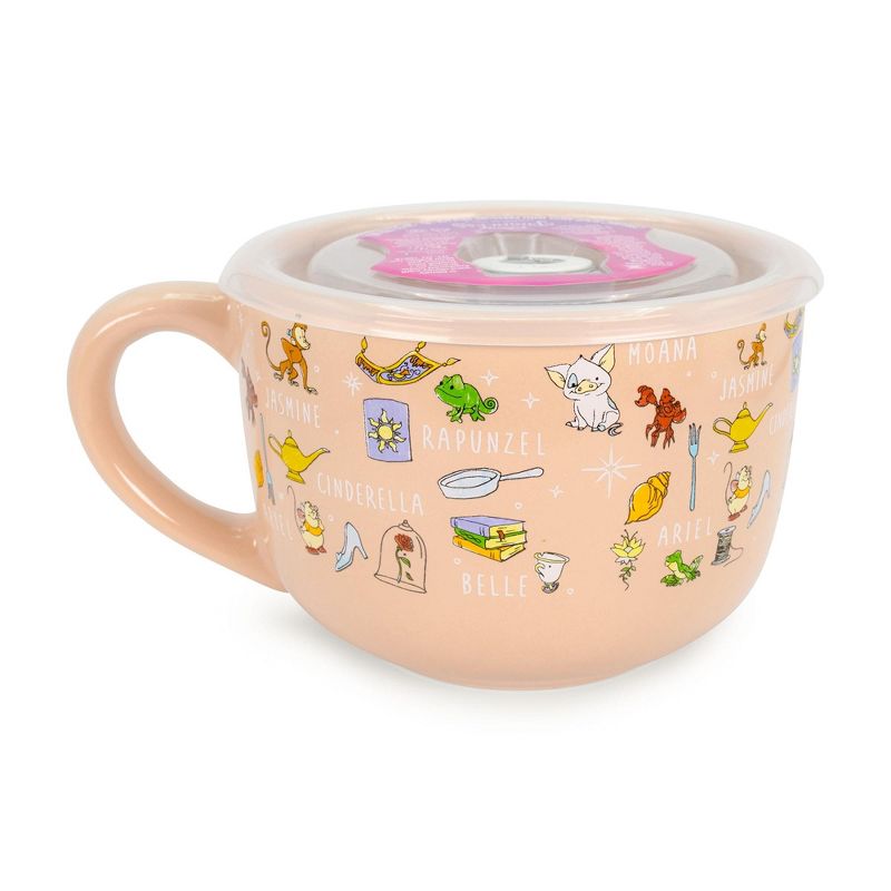 Silver Buffalo Disney Princess Ceramic Soup Mug with Vented Lid | Holds 24 Ounces, 1 of 7