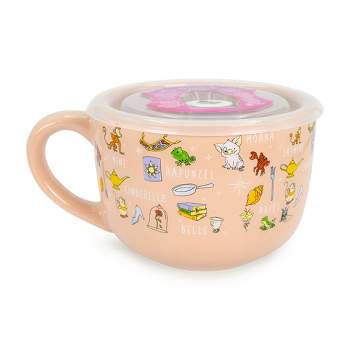 Silver Buffalo Disney Princess Ceramic Soup Mug with Vented Lid | Holds 24 Ounces