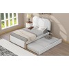 Twin Size Upholstered Platform Bed with Wood Supporting Feet and Twin Size Trundle - 3 of 4