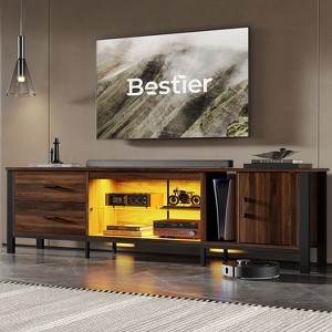 Bestier 80 Inch LED Gaming TV Stand with Glass Shelves - 1 of 4