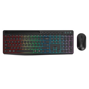 SAHARA - Rechargeable Silent Wireless Keyboard & Mouse Combo - 106 Keys, RGB Backlight - Black - 1 of 4