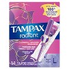 Tampax Radiant Tampons Light Absorbency with BPA-Free Plastic Applicator and LeakGuard Braid, Unscented, 14 Count - 2 of 2