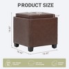 Square Leather Ottoman with Reversible Tray Lid – Hidden Storage Footrest, Small Coffee Table, Sturdy Design – 18”x18” - 4 of 4