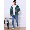 INSPIRE CHIC Men's Fleece Lining Drawstring Hooded Plaid Shirt Jacket - 2 of 4