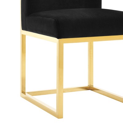Handcrafted Black Velvet Dining Chair with Gold Base