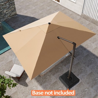 Pellebant 12.5FT Patio Cantilever Umbrella High-strength Aluminum Pole with 360Rotation 5 Heights Adjustable Umbrella