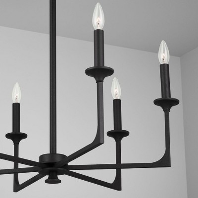 Transitional Black Iron 6-Light Chandelier with Incandescent Glow