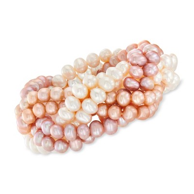 Ross-Simons 6-7mm Multicolored Cultured Pearl Braided Stretch Bracelet