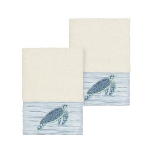 Linum Home Textiles 100% Turkish Cotton MIA Embellished Towel Set - 1 of 2