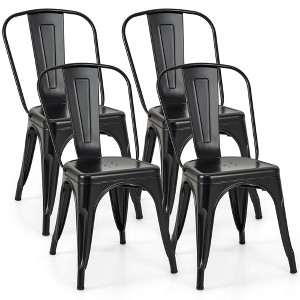 Costway 18" High Back Bar Stools Set of 4 with Removable Backrest for Cafe Bar Black/Gun Gray - 1 of 4