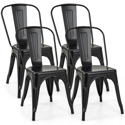 Costway 18" High Back Bar Stools Set of 4 with Removable Backrest for Cafe Bar Black/Gun Gray - image 1 of 4