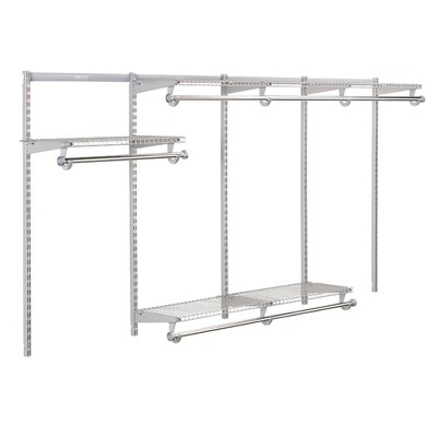 Rubbermaid Configurations Classic Custom 4 Foot to 8 Foot Wide Walk In or Reach In Closet Shelving and Hanging Storage Solution Kit