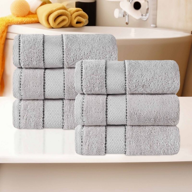 Cotton Heavyweight Ultra-Plush Luxury Hand Towel Set of 6 by Blue Nile Mills, 2 of 9
