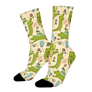 Happy Party With Dancing Crocodiles Women Printed Crew Socks Funny Funky Socks Soft Polyester Novelty Gifts for Artists Men - 1 of 1