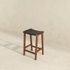 Genuine Leather Counter Stool with Padded Seat and Sturdy Frame, Mid-Century Modern Design for Kitchen or Home Bar - 4 of 4